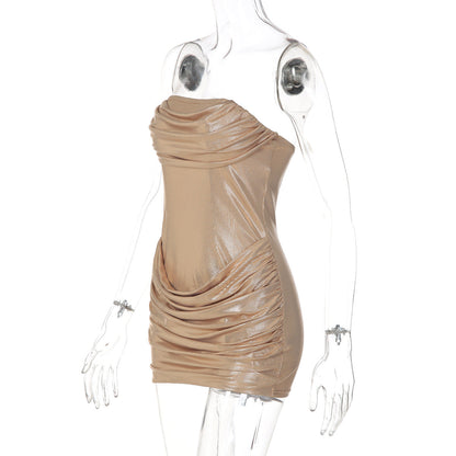 Ruched polka dot backless tube mini dress  | Festival Outfits Women
