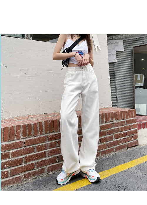 High Waist Wide Leg White Jeans Pants
