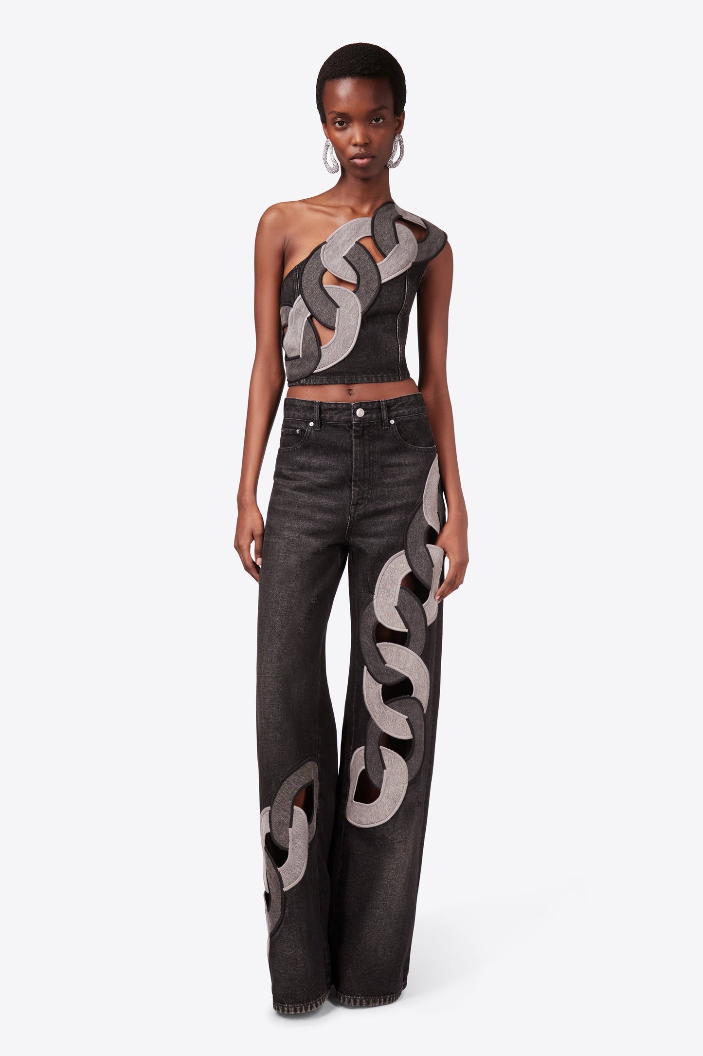 Lock Ring Type Irregular Jeans Set