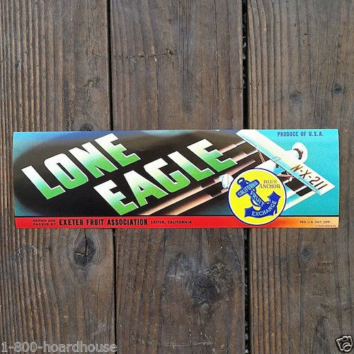 LONE EAGLE Citrus Fruit Crate Box Labels 1930s