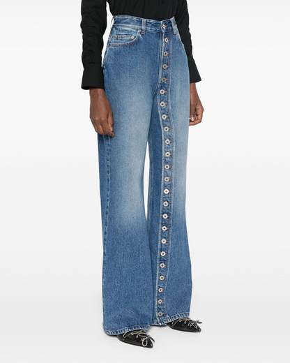 High Waist Buttoned Straight Jeans