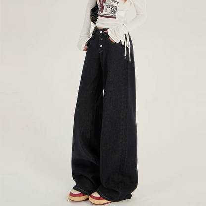 Medium wash button pocket low rise straight leg | Baggy Low Rise Jeans  | Festival Outfits Women