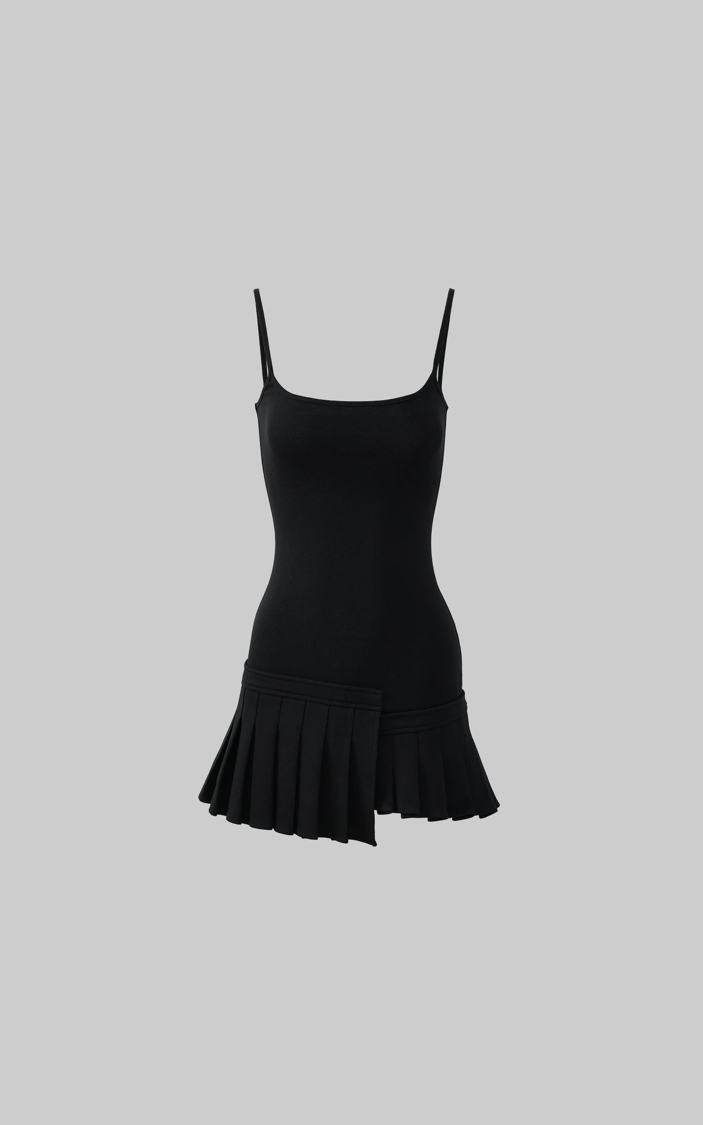Asym Pleated Rib Knit Mini Dress