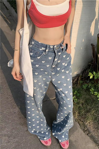 Loves Full Pattern Long Jeans Pants