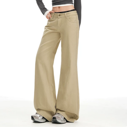 Solid button pocket zip-up low rise jeans | Baggy Low Rise Jeans  | Festival Outfits Women