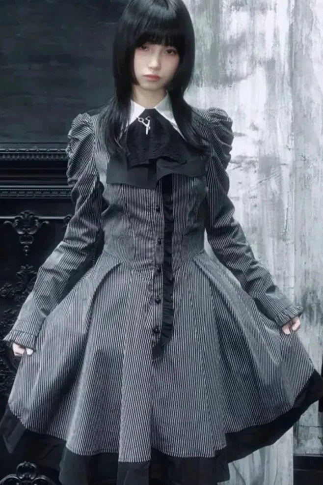 Dark Sweet Lolita Striped Mini Dress
