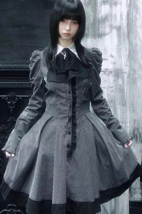 Dark Sweet Lolita Striped Mini Dress