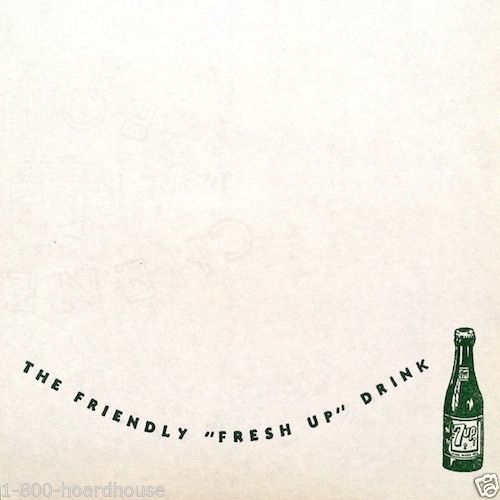 7UP SODA Bottle Menu Sheets 1940s