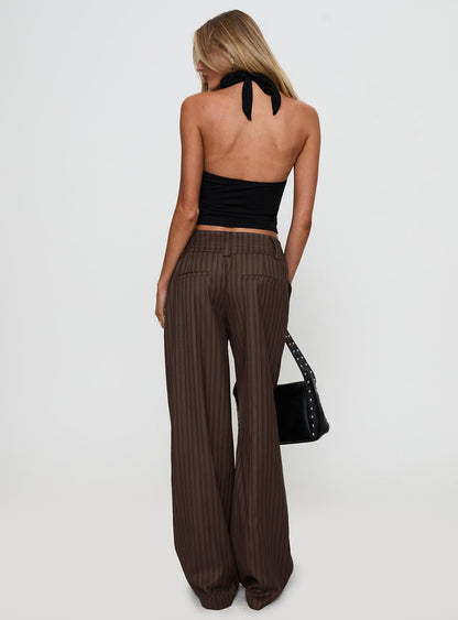 Cedars Low Rise Pant Brown Stripe