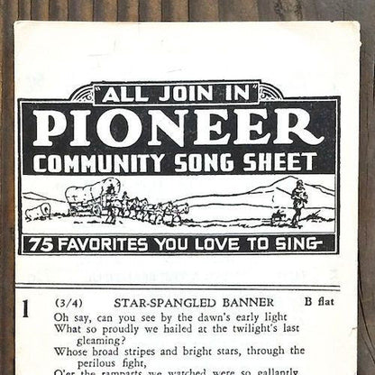 PIONEER SING ALONG SHEET Music 1920s