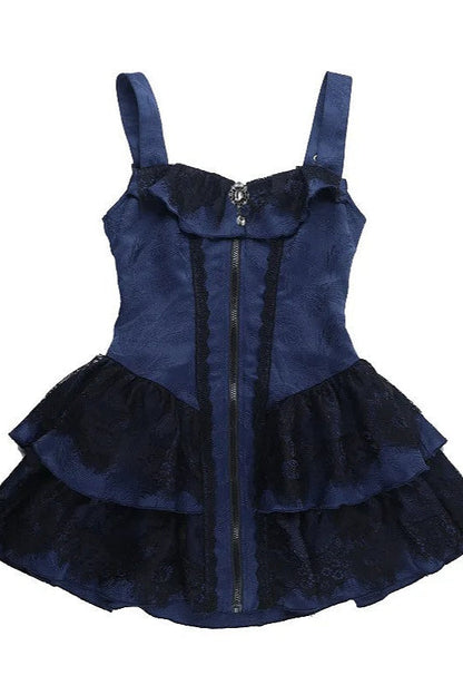 Gothic Vintage Zipper Placket Tube Mini Dress