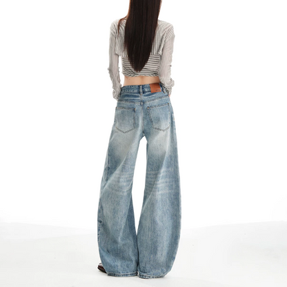 Vintage blue pocket zip-up low rise wide leg | Baggy Low Rise Jeans  | Festival Outfits Women