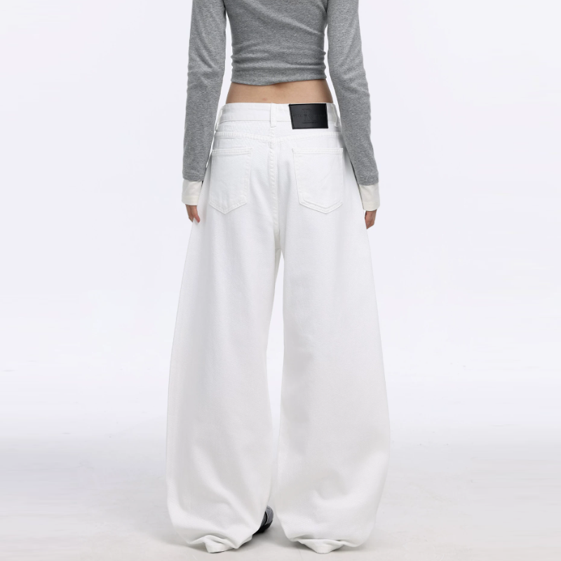 Pocket solid button low rise wide leg | Baggy Low Rise Jeans  | Festival Outfits Women