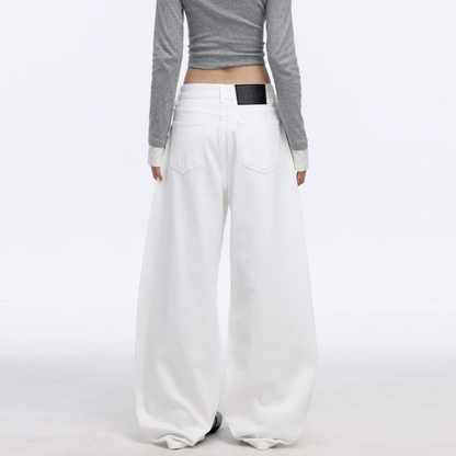 Pocket solid button low rise wide leg | Baggy Low Rise Jeans  | Festival Outfits Women