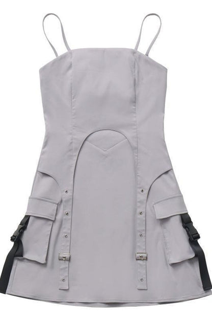 Cyber Techwear Wolf Girl Mini Dress