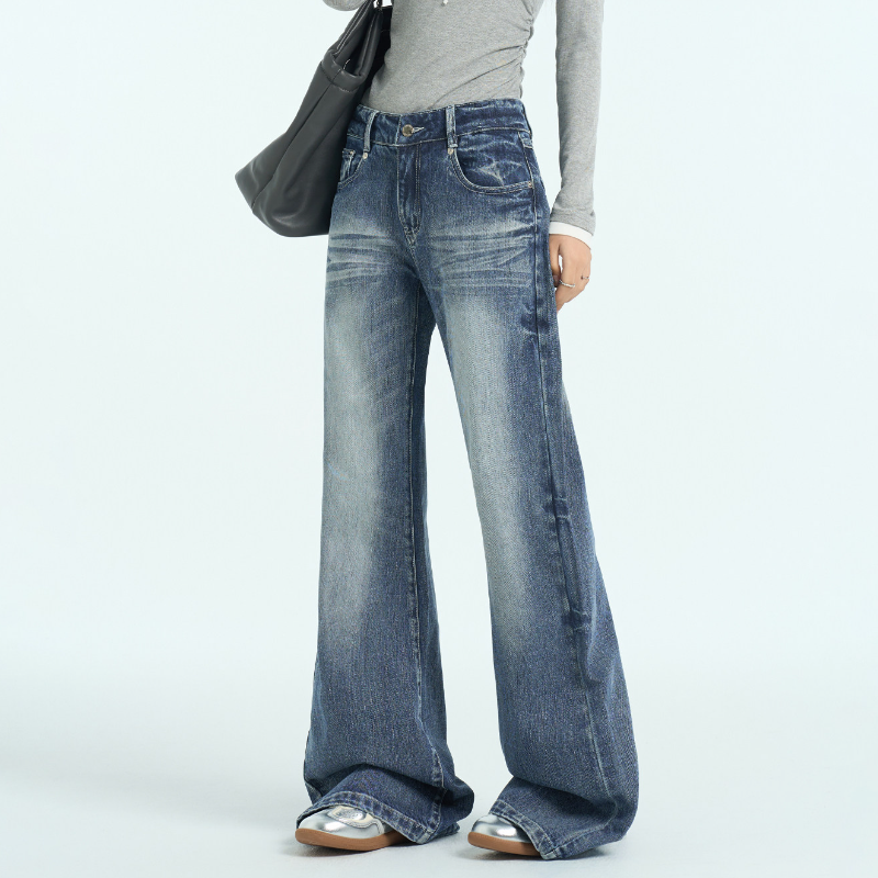 Button Gradient zip-up low rise jeans | Baggy Low Rise Jeans  | Festival Outfits Women