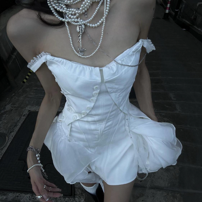 Irregular ruffle lace hem cami mini dress  | Festival Outfits Women