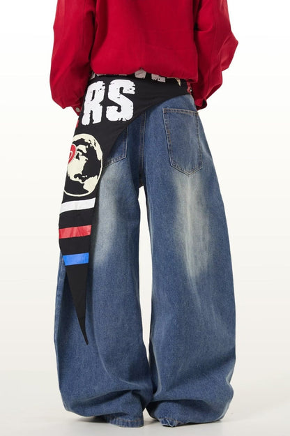 Vintage Lightweight Cargo High Waist Flare Jeans