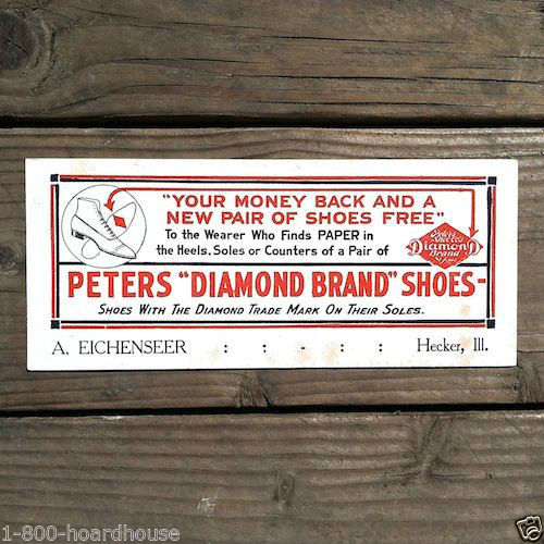 PETERS DIAMOND BRAND SHOES Ink Blotter 1910s