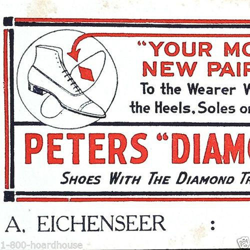 PETERS DIAMOND BRAND SHOES Ink Blotter 1910s