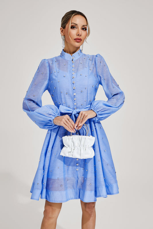 Bentham Blue Diamond Embellished Mini Dress