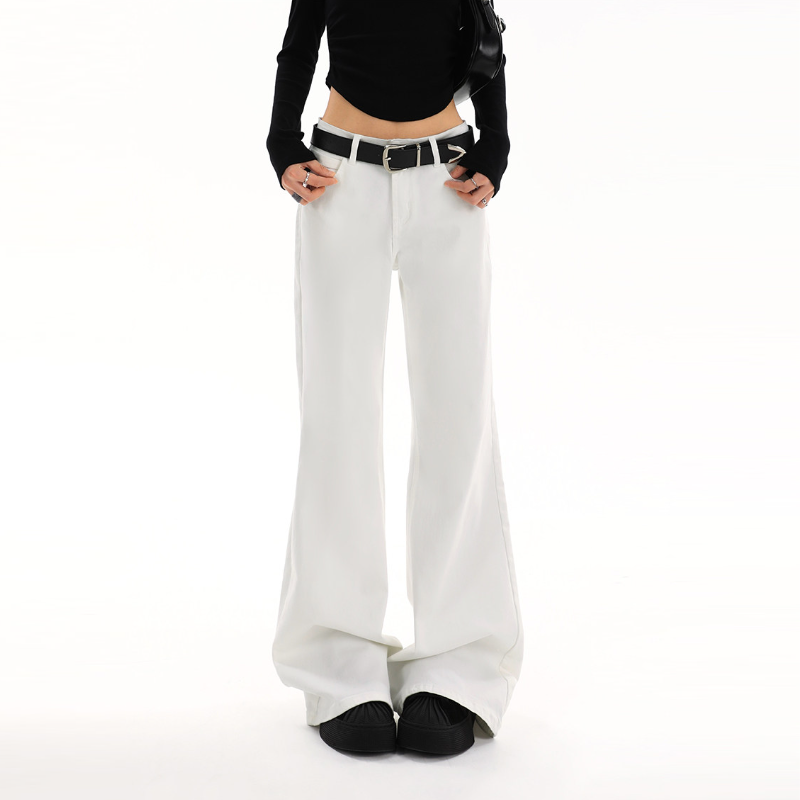 Pocket solid button zip-up straight leg | Baggy Low Rise Jeans  | Festival Outfits Women