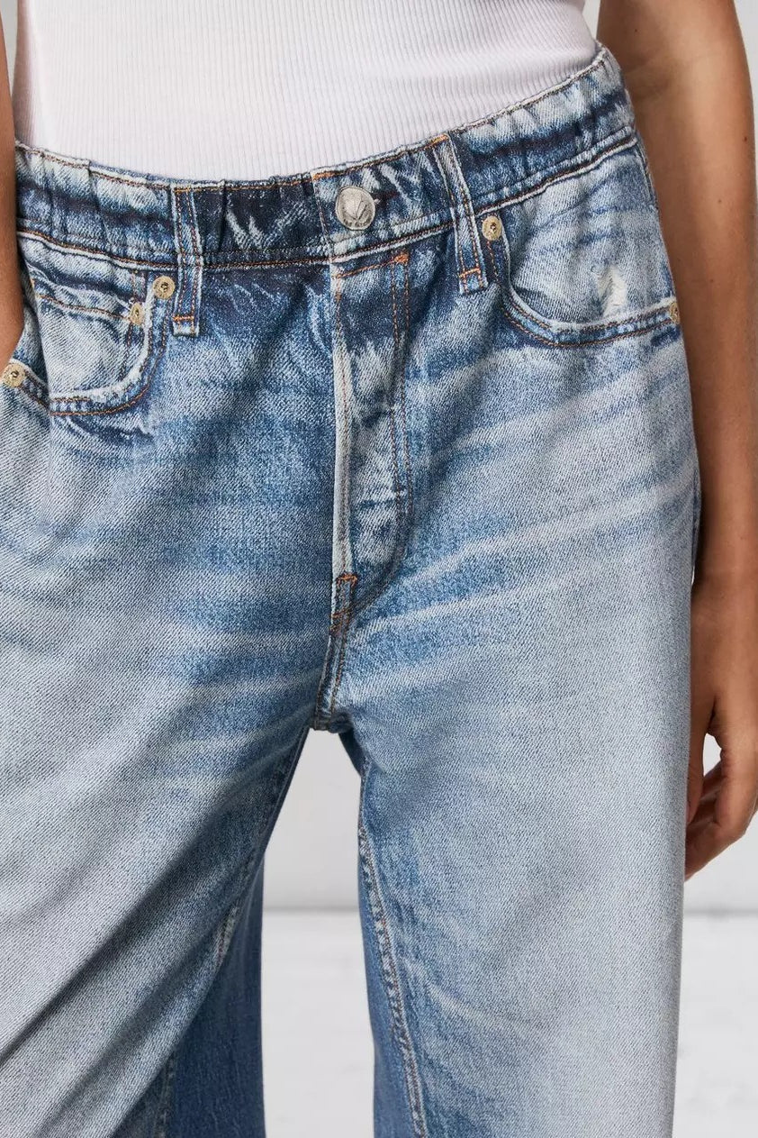 Versatile American Casual High-Waisted Narrow Wide-Leg Loose Jeans