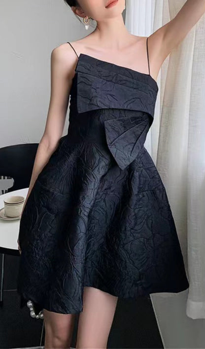 Strapy Hem Mini Dress in Black