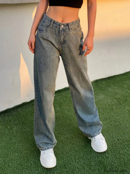 90s Washed High Waist Boyfriend Jeans