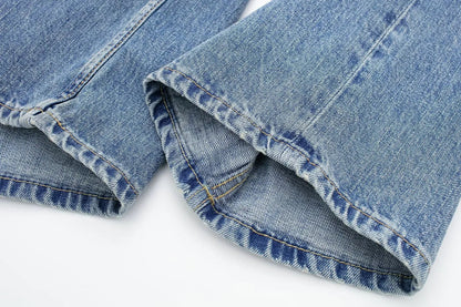 Women's Vintage Mid Waist Straight Leg Jeans with Lace Up Style | Great for All Seasons