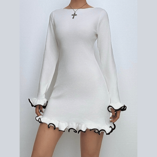 Long sleeve ruffle mini dress  | Festival Outfits Women