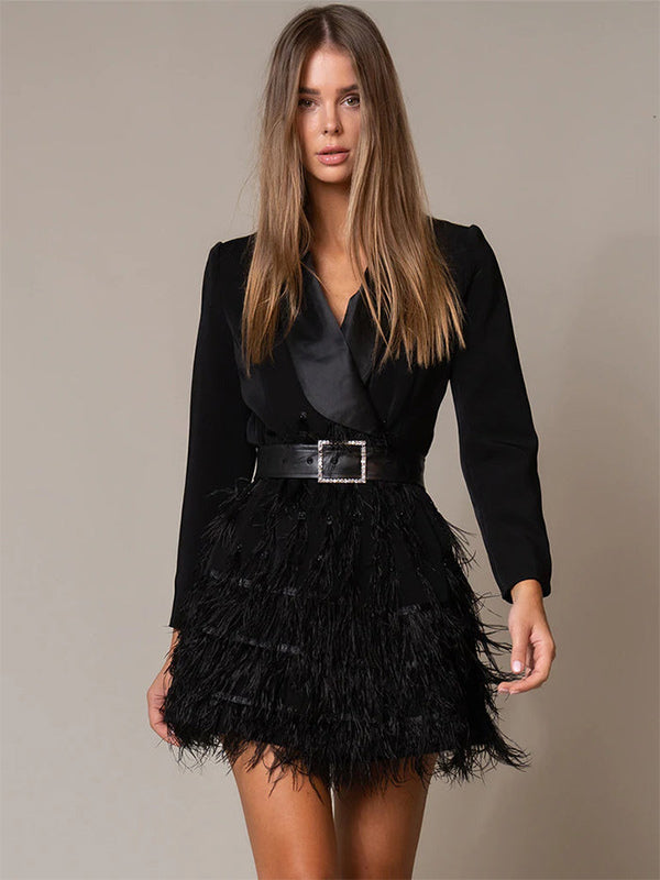 Blazer Dresses Turndown Collar Long Sleeves Women's Clothing Mini Dresses