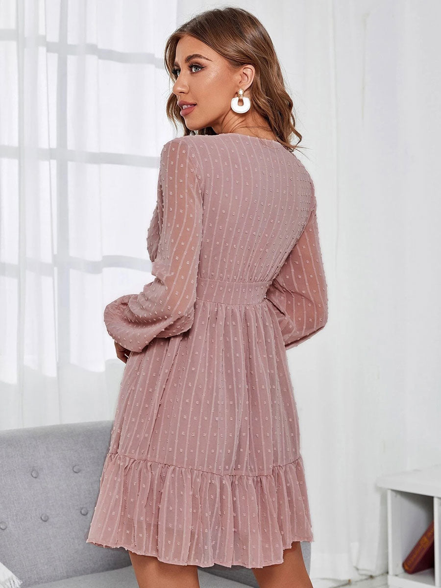 Birthday Mini Dresses Pink Long Sleeves Short Dress