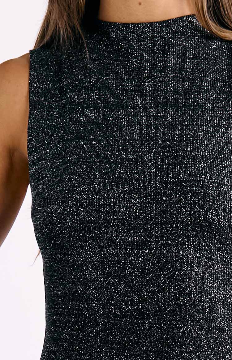Courtni Black Sequin Ruffle Maxi Dress