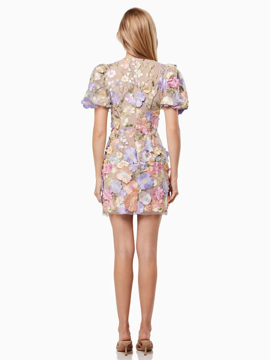 Party Dress Applique Short Sleeves V-Neck Birthday Party Mini Dresses