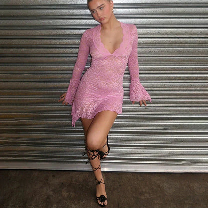 Kristel Long Sleeve Lace Mini Dress
