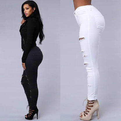 Women's Casual Skinny High-Waisted Ripped Jeans | Great for Casual Days