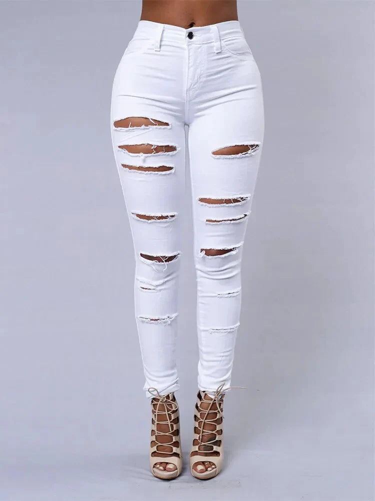 Women's Casual Skinny High-Waisted Ripped Jeans | Great for Casual Days