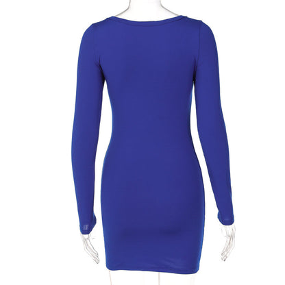 Voguable  Diamond Bandage Pure Color V Neck Skinny Mini Dress Bodycon Party Streetwear Concise Y2K