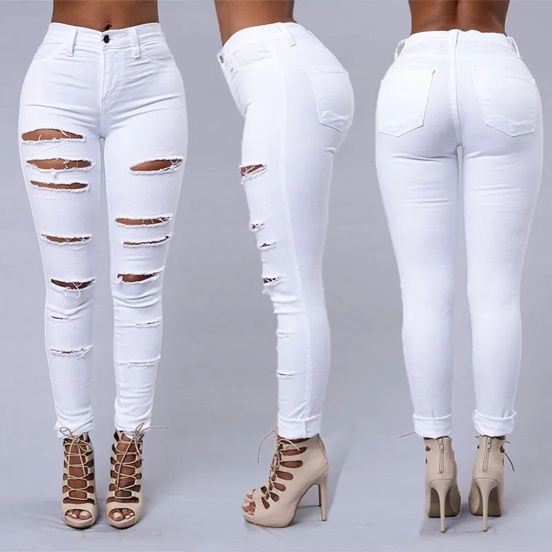 Women's Casual Skinny High-Waisted Ripped Jeans | Great for Casual Days