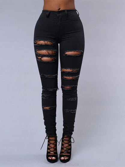 Women's Casual Skinny High-Waisted Ripped Jeans | Great for Casual Days