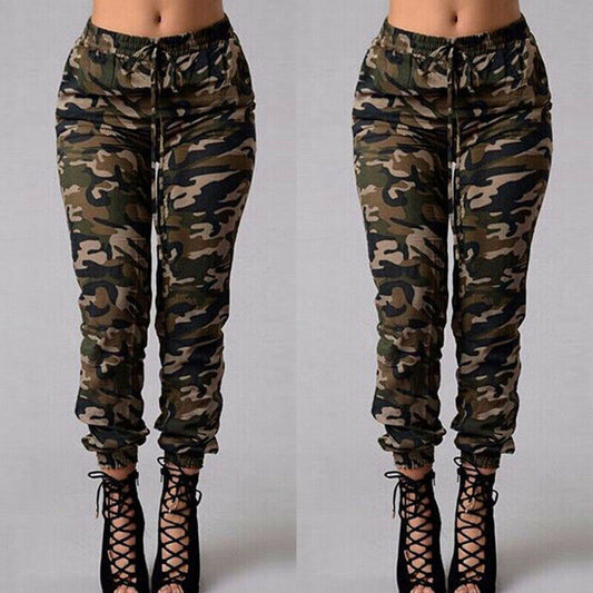 Women's Classic Skinny Camouflage Jeans with Drawstring | Great for Casual Days