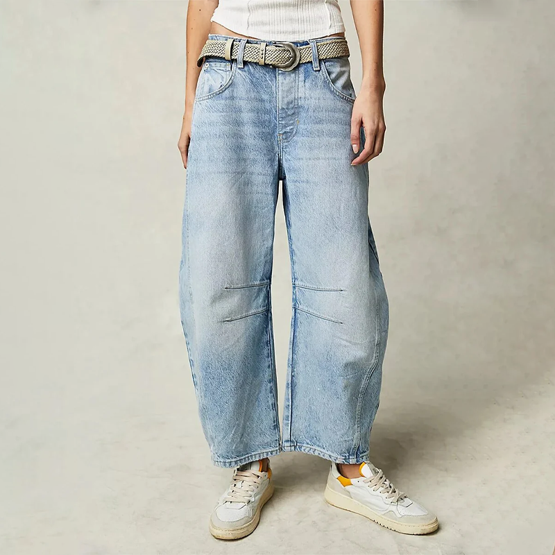 Women's Easy to Wear Solid Wide Leg Baggy Denim Pants | Great for All Seasons