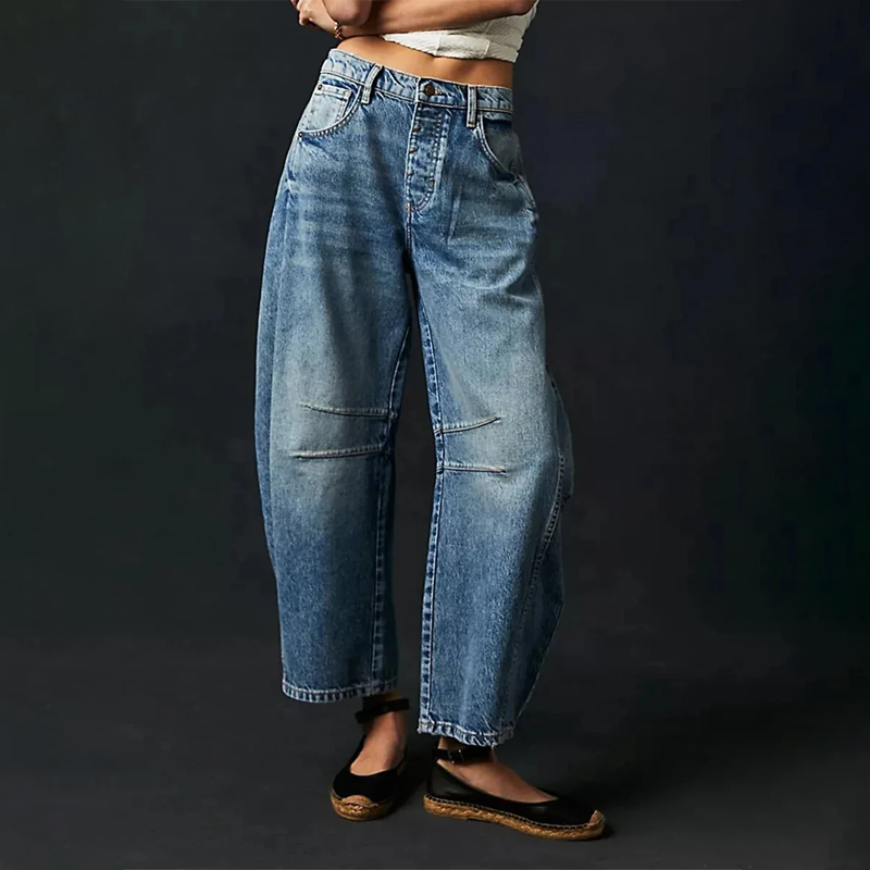 Women's Easy to Wear Solid Wide Leg Baggy Denim Pants | Great for All Seasons