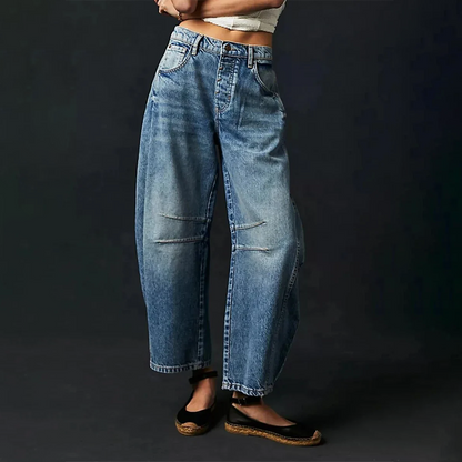 Women's Easy to Wear Solid Wide Leg Baggy Denim Pants | Great for All Seasons