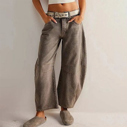 Women's Easy to Wear Solid Wide Leg Baggy Denim Pants | Great for All Seasons
