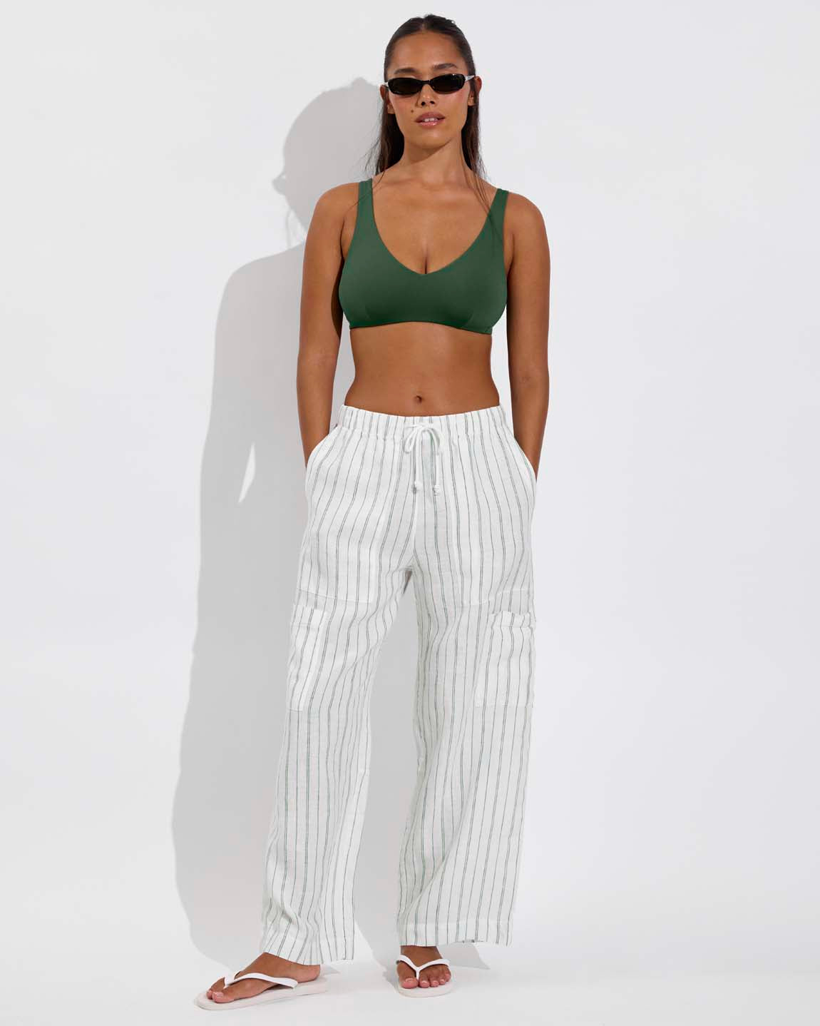 Carry On Pant - Sandbar Stripe: Coconut / Tropics