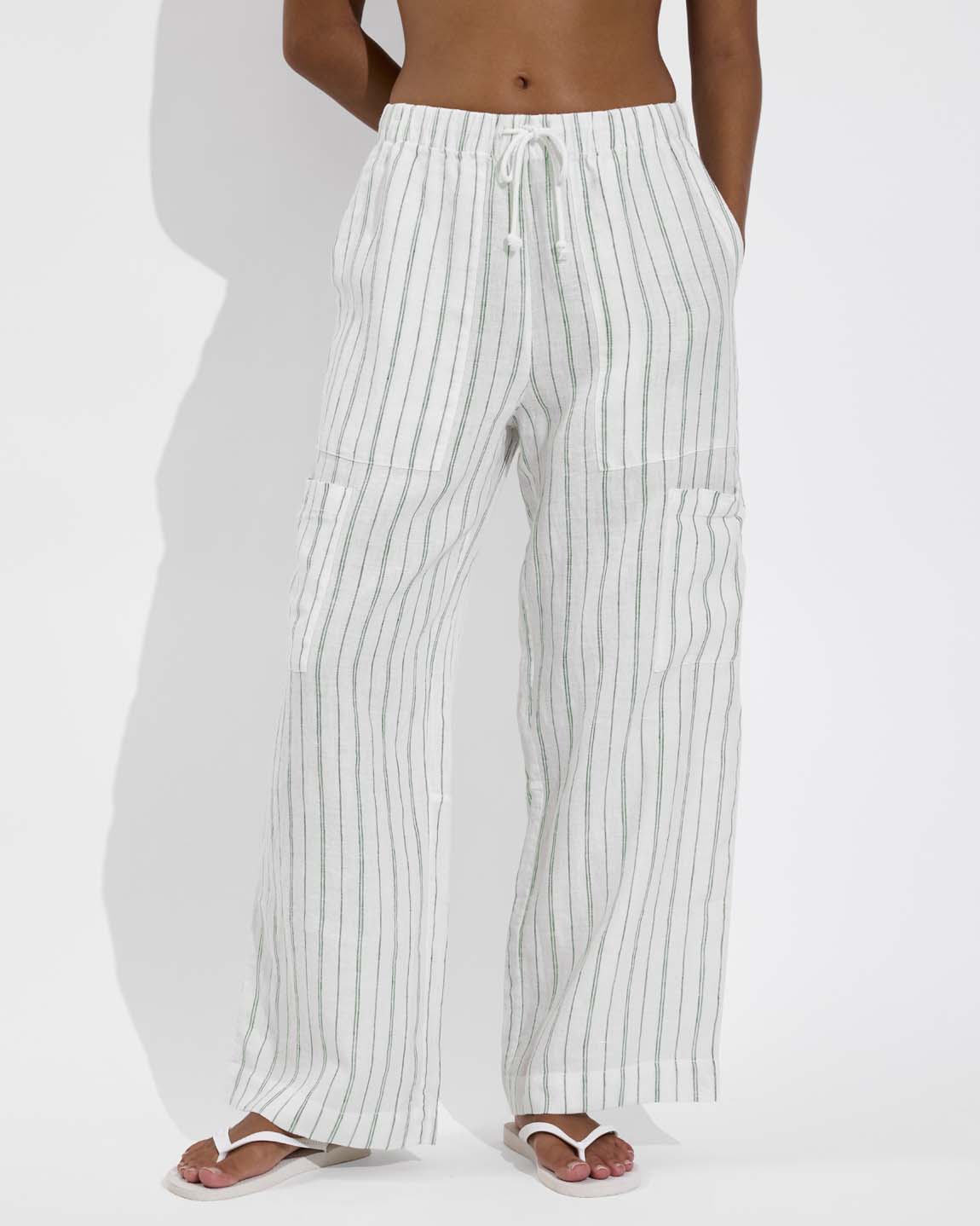 Carry On Pant - Sandbar Stripe: Coconut / Tropics