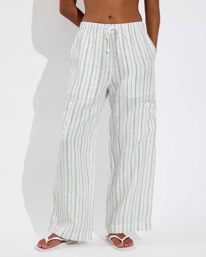 Carry On Pant - Sandbar Stripe: Coconut / Tropics