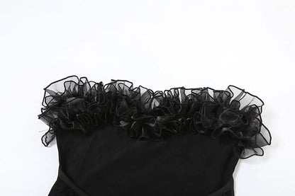 Ruffle mesh corset lace up mini dress  | Festival Outfits Women